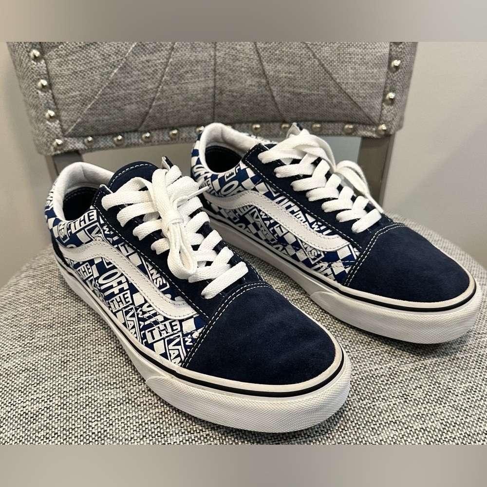 VANS Old Skool “Off The Wall” Low Top Blue Suede Canvas Sneakers-Woman’s Sz 7.5